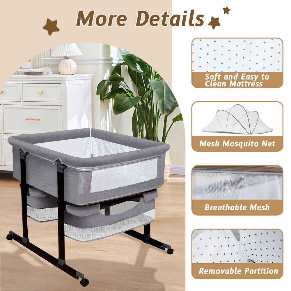 Jestonten twin bassinet mesh-cooling highlights breathable airflow for babies
