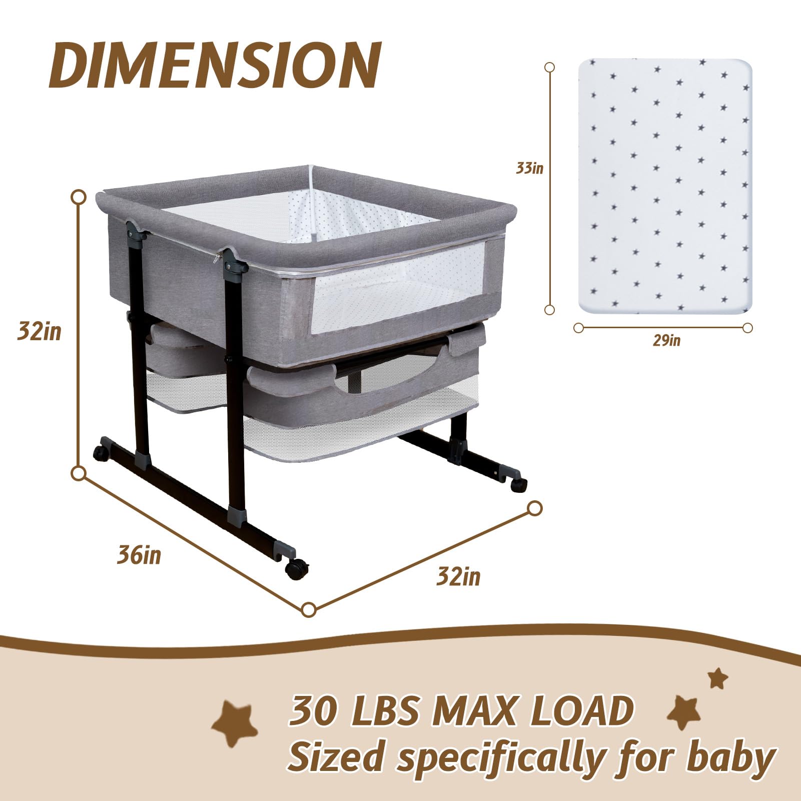 Jestonten twin bassinet removable-divider-music soothes and aids visual development