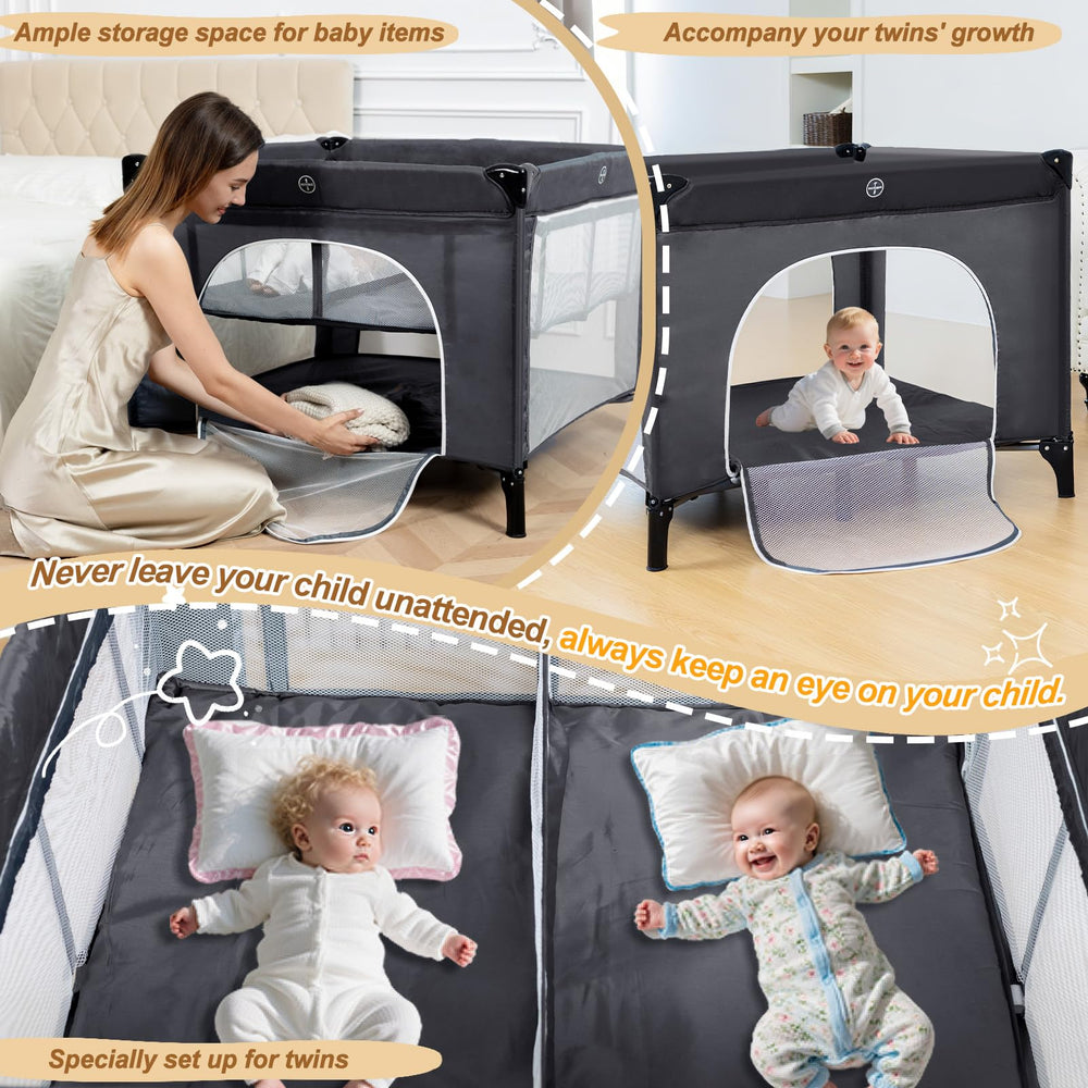 Jestonten Twin Bassinet side-entry with breathable mesh for easy access.