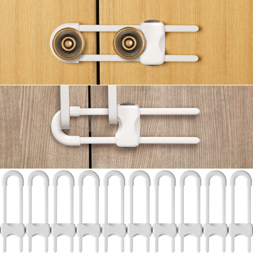 Jetec 10-piece cabinet locks pack ready for childproofing kitchen cabinets and drawers.