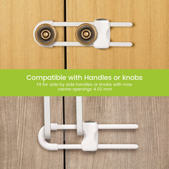 Jetec adjustable cabinet locks fit various knob spacing for flexible home safety.