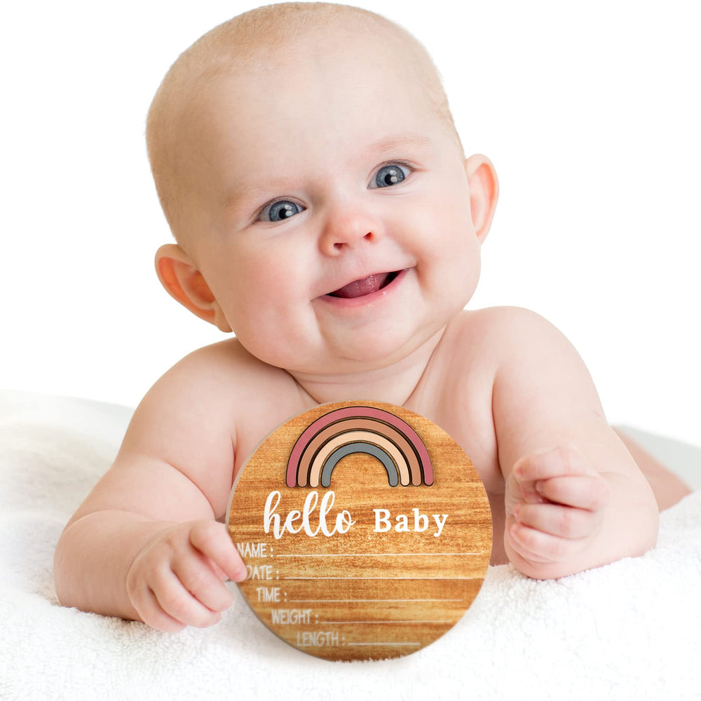 Jetec rainbow-disc birth sign shows birth data in a compact format.