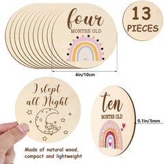 Jetec baby milestone wooden disc rainbow back design for growth records