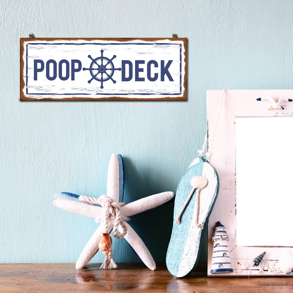 Jetec beach nursery decor cozier vibe with Poop Deck Sign on the wall