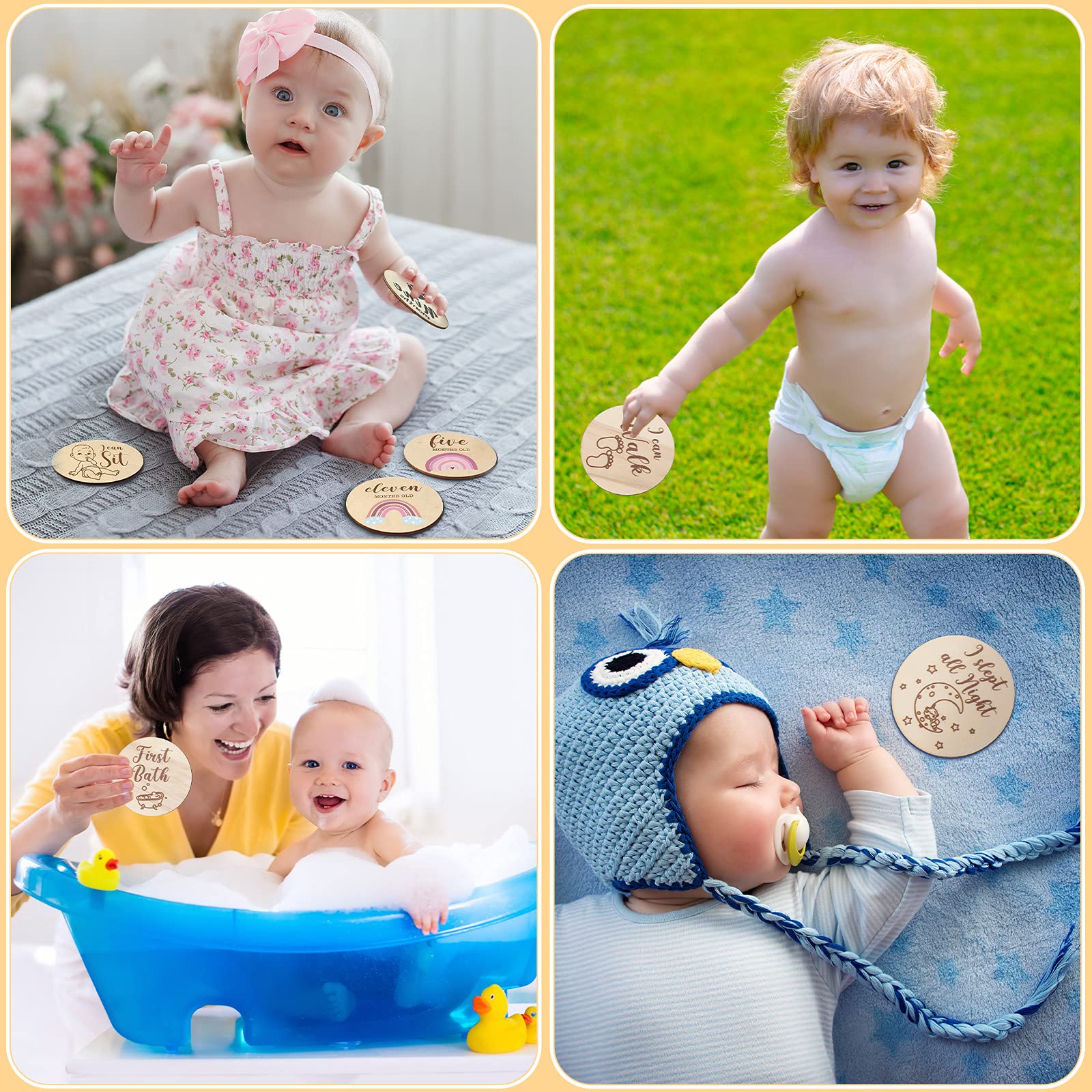 Jetec boho rainbow milestone card pattern enhances baby photos