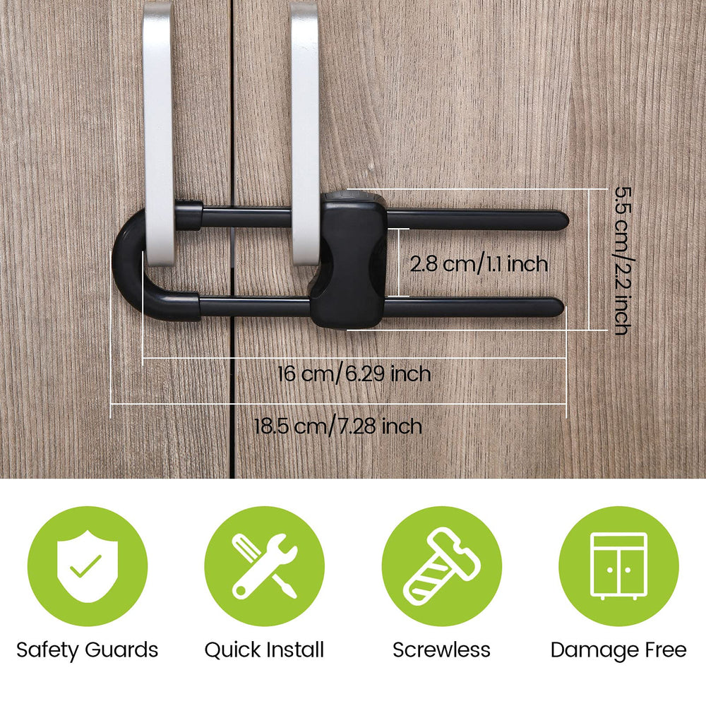 Jetec cabinet locks showcase easy-installation on a cabinet door for quick childproofing.