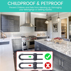 Jetec cabinet locks in use protecting kitchen and pantry from curious toddlers
