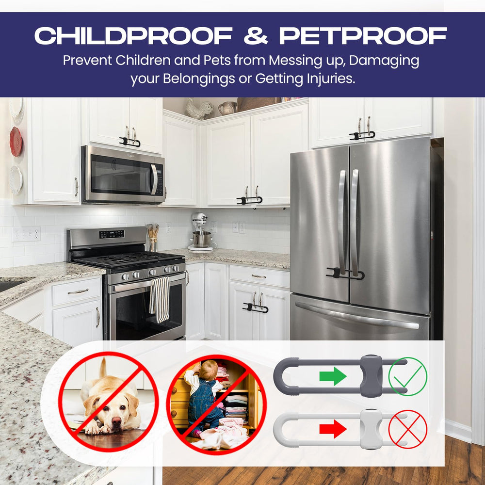 Jetec cabinet locks on kitchen knobs demonstrate secure, easy-to-use protection