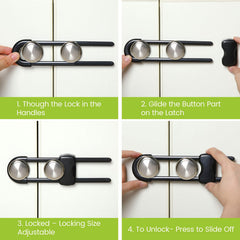 Jetec cabinet locks installed on kitchen cabinet doors demonstrating safety.