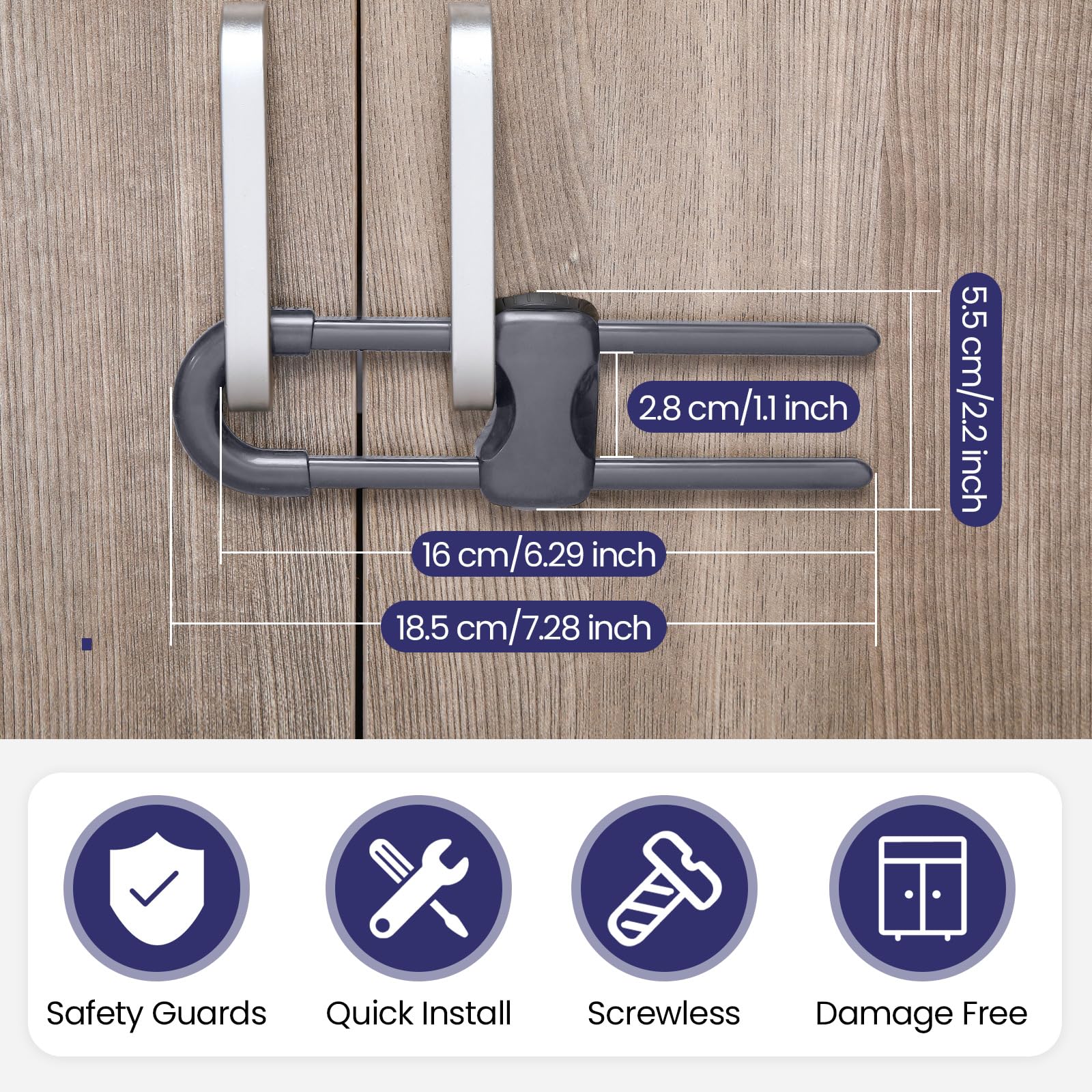 Jetec cabinet locks installed tool-free on cabinets for quick safety