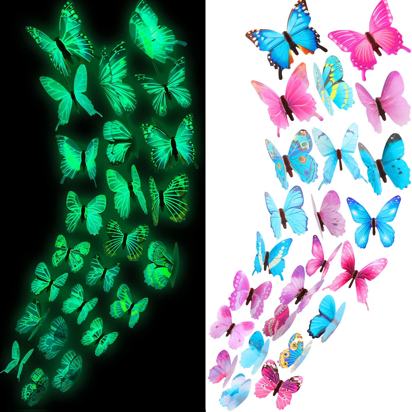 Jetec glow butterflies large purple glow for soft bedroom ambiance.