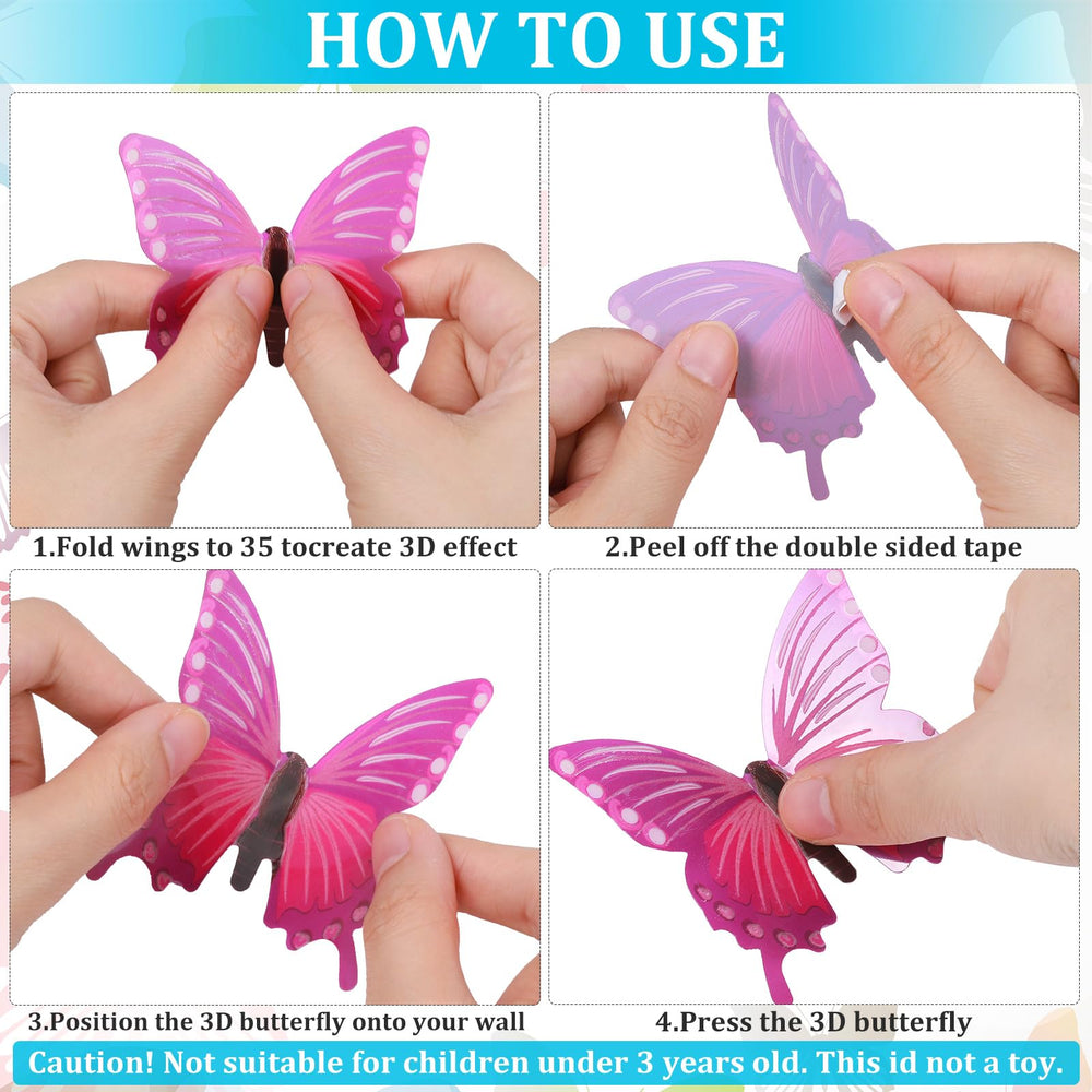 Jetec glow butterflies sticker pads included help secure decals on varied surfaces.
