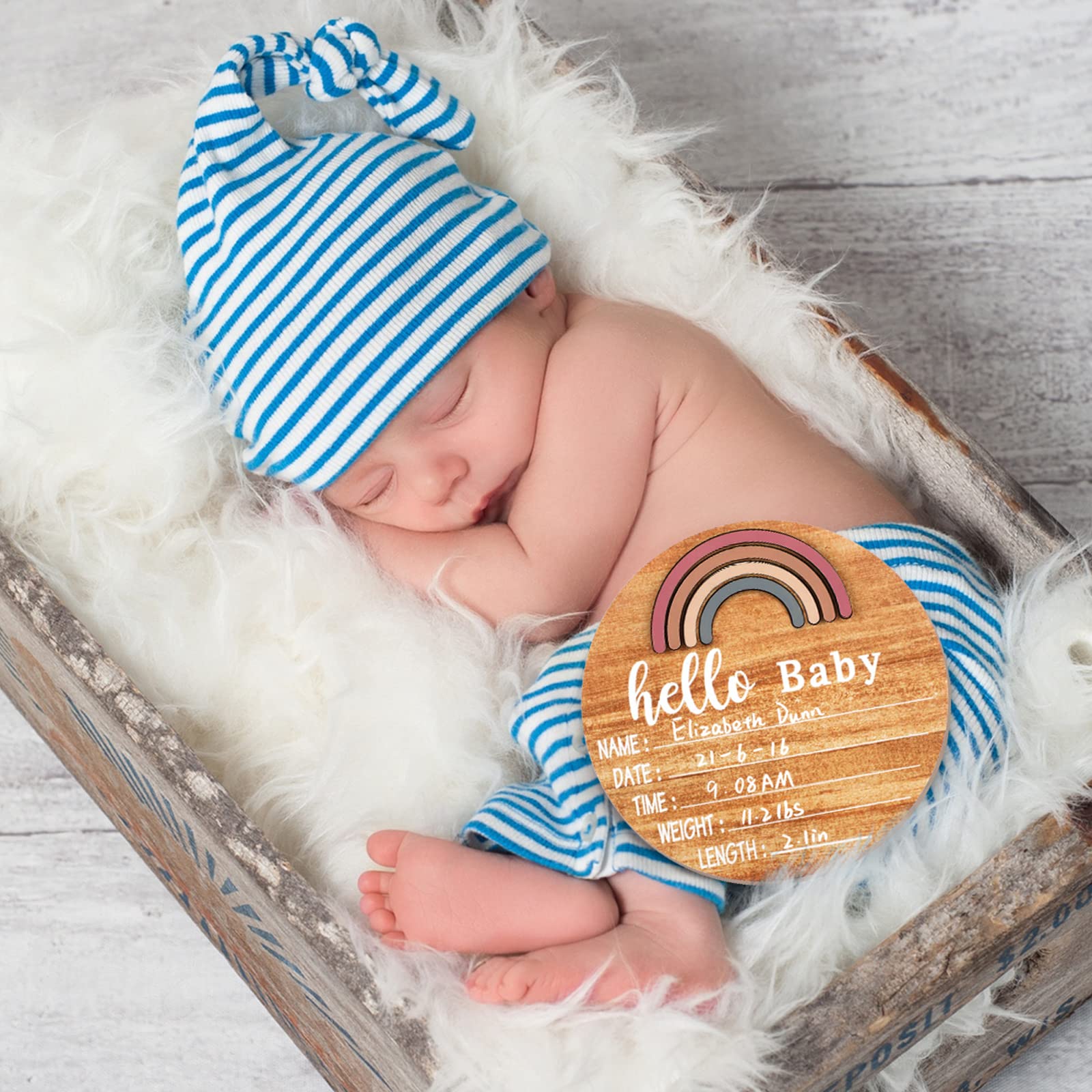 Jetec rainbow-pattern wooden sign enhances nursery decor and keepsake value.