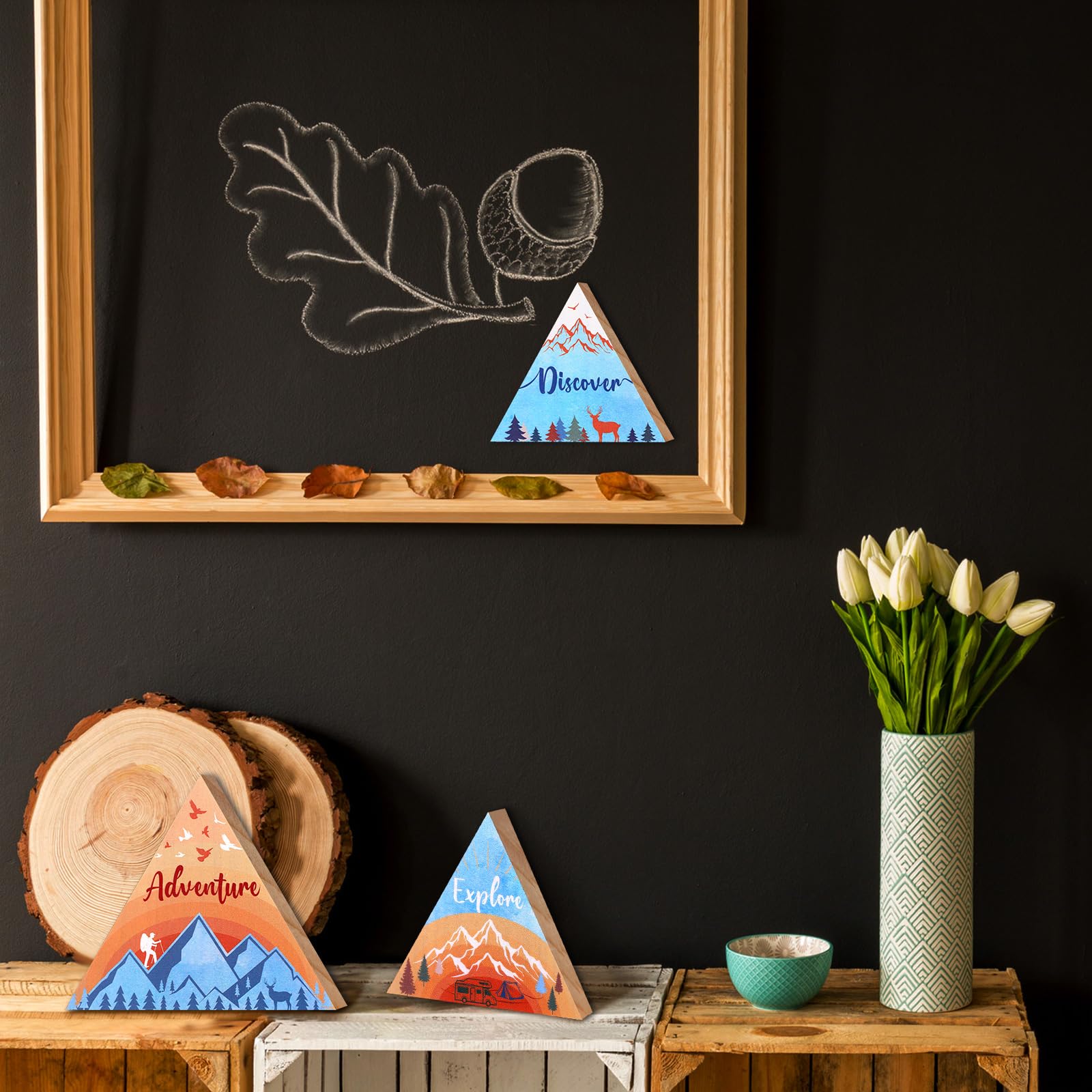 Jetec wooden mountain decor hanging hooks-back enable easy wall mounting