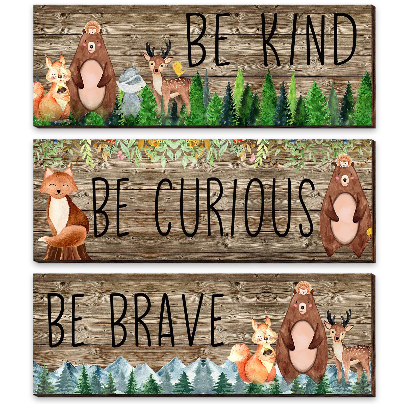 Jetec woodland animal wall art with Kind quote ideal for nursery inspiration