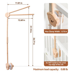 JETMHH 360-degree rotation crib arm enables easy centering over baby