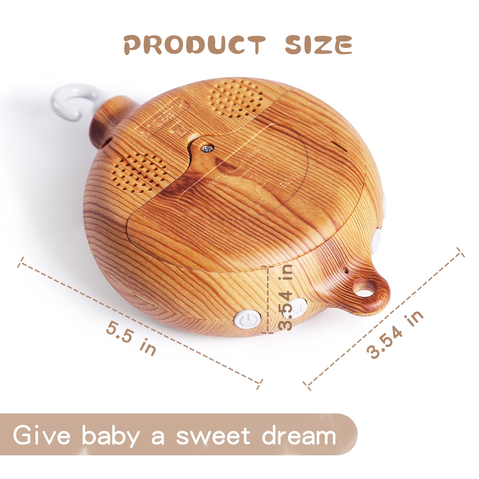 JETM·HH Baby Crib Mobile Musical Box made of ABS material for safe, durable use.