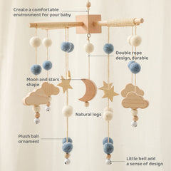 JETM·HH baby mobile felt balls closeup shows soft textures for sensory exploration