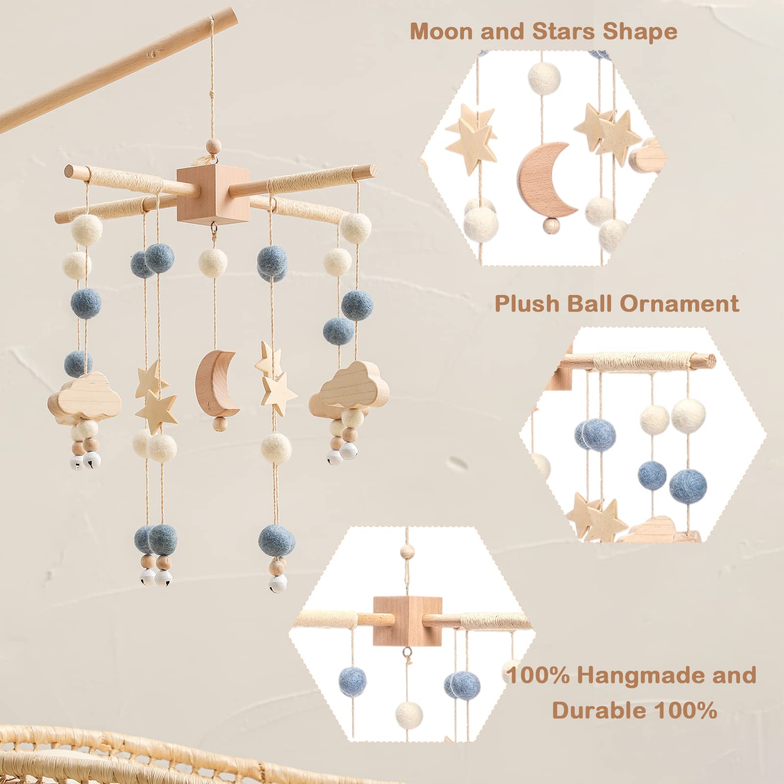 JETM·HH crib mobile boho nursery decor complements modern nursery aesthetics