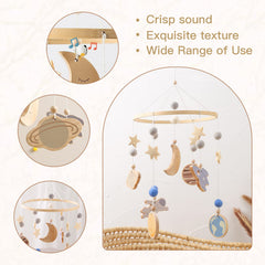 JETM·HH space nursery mobile beechwood hoop with smooth edges for newborn nurseries.