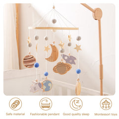 JETM·HH space nursery mobile stars accents for calm, space-themed bedtime ambience.