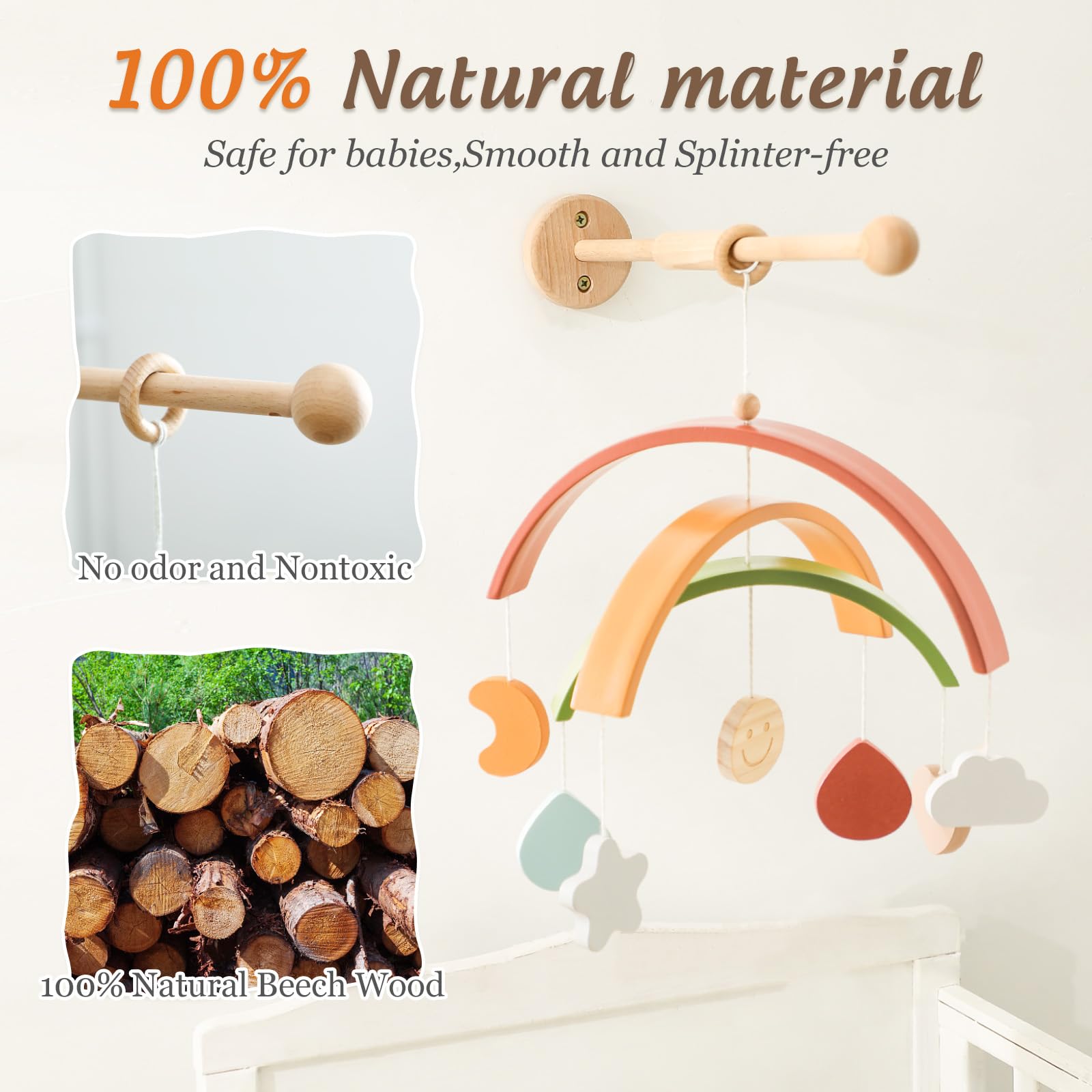 JETM·HH wooden mobile hanger on wall mount showcases sturdy, space-saving design.