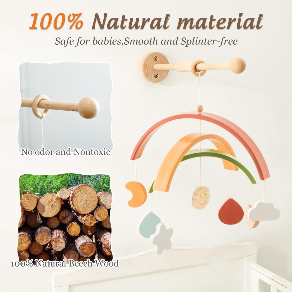 JETM·HH wooden mobile hanger on wall mount showcases sturdy, space-saving design.