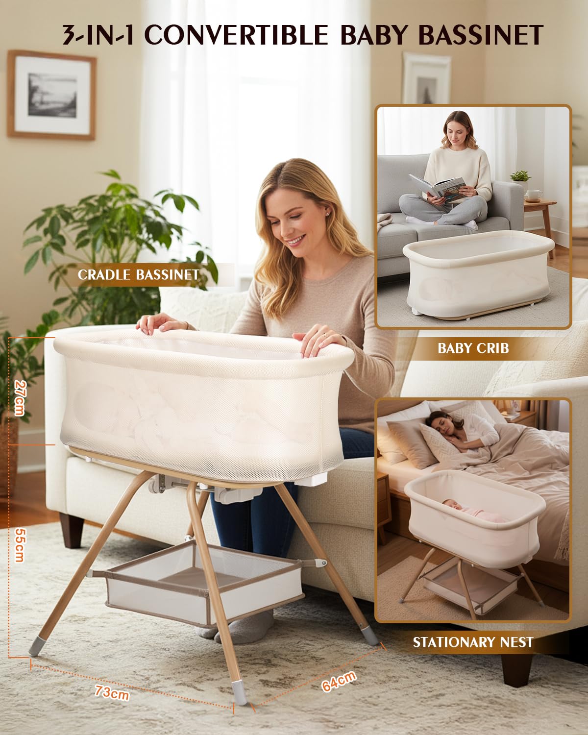 JevrJeur rocking-mode emphasizes gentle soothing to help baby drift asleep.
