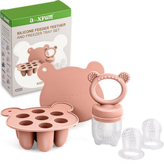 JEXFUN Bear feeder close-up showing soft silicone mouthpiece for self-feeding