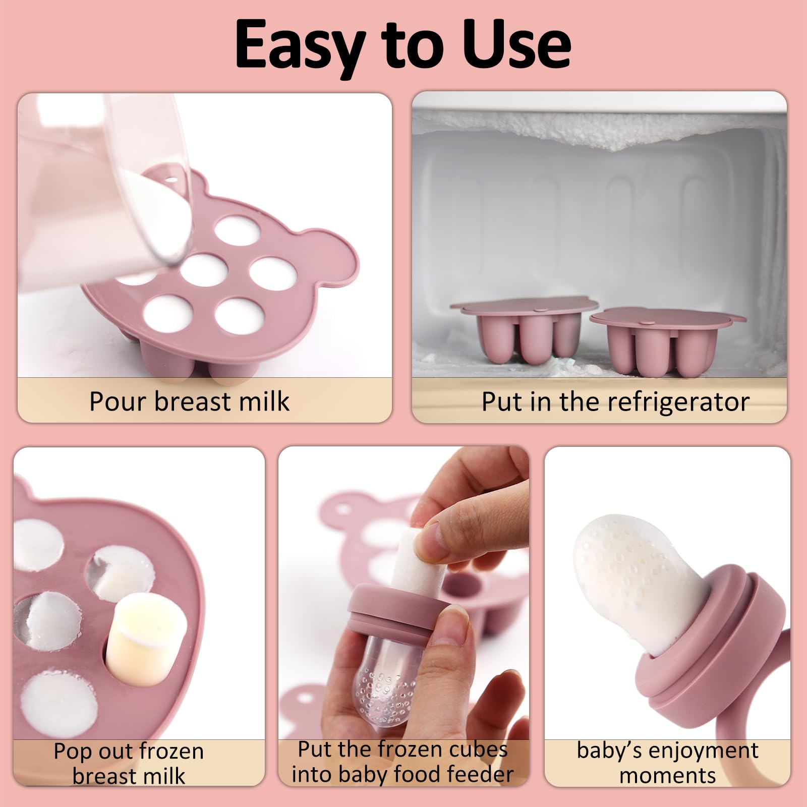 JEXFUN bear fruit feeder close-up in BPA-free silicone for teething