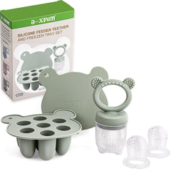 JEXFUN Bear fruit feeder demonstrates safe solids delivery and teething-friendly use.