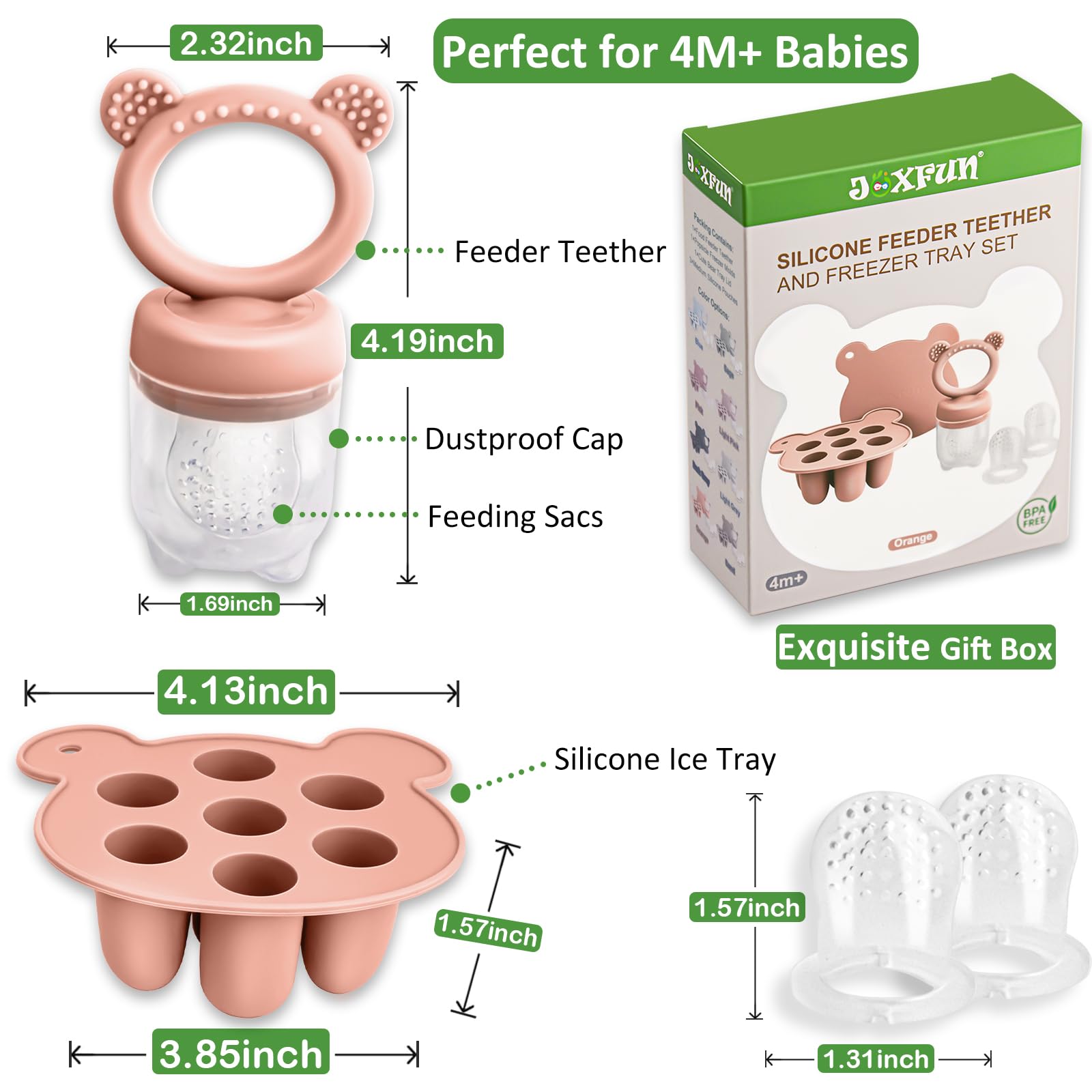 JEXFUN fruit puree feeder in use during teething snack