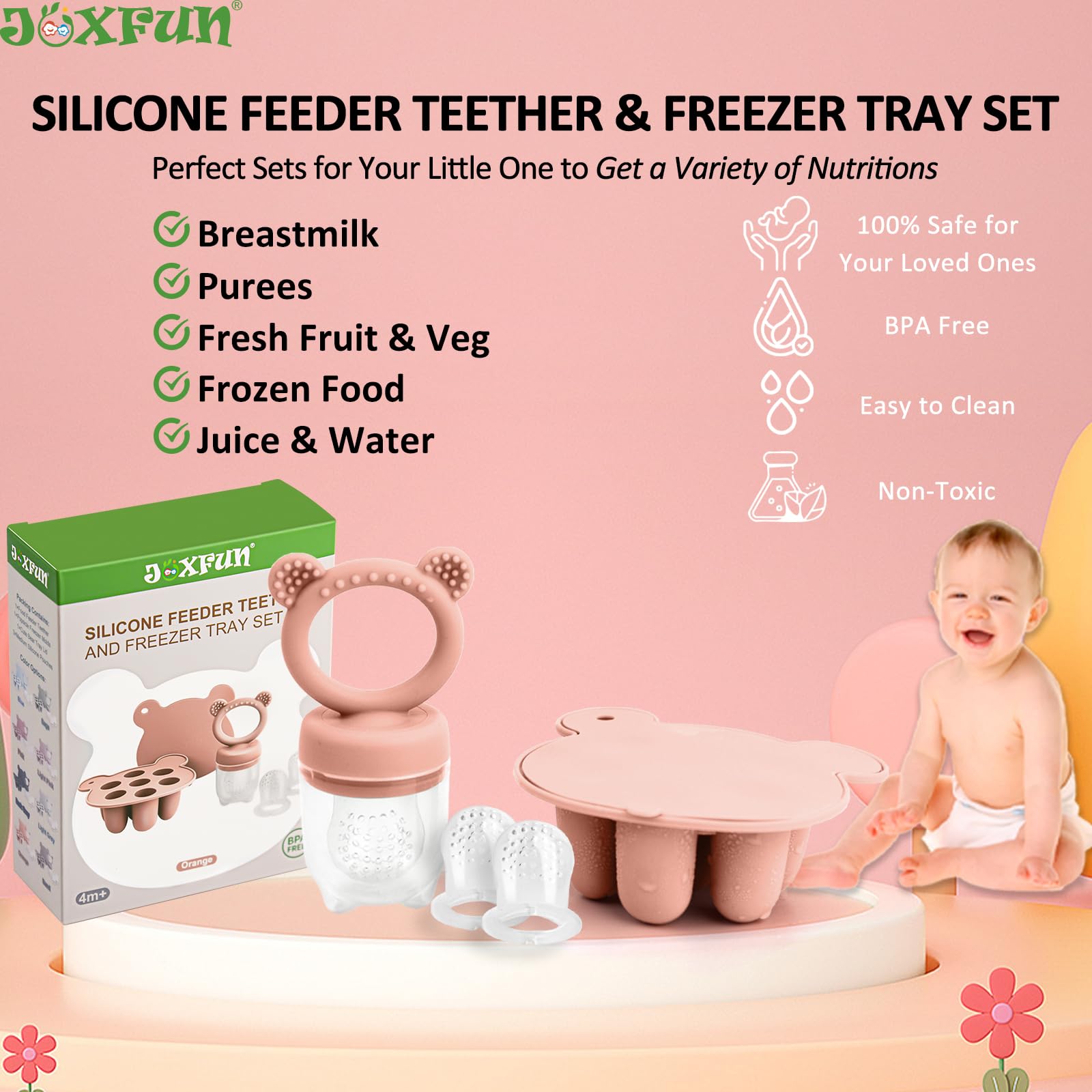 JEXFUN ice nibble freezer tray with small frozen cubes