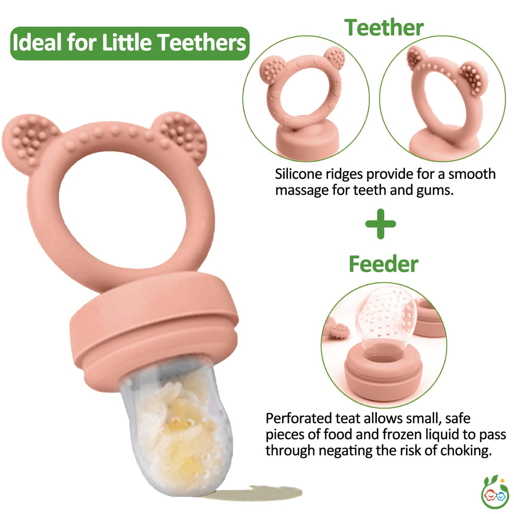 JEXFUN baby self-feeding moment using feeder pacifier