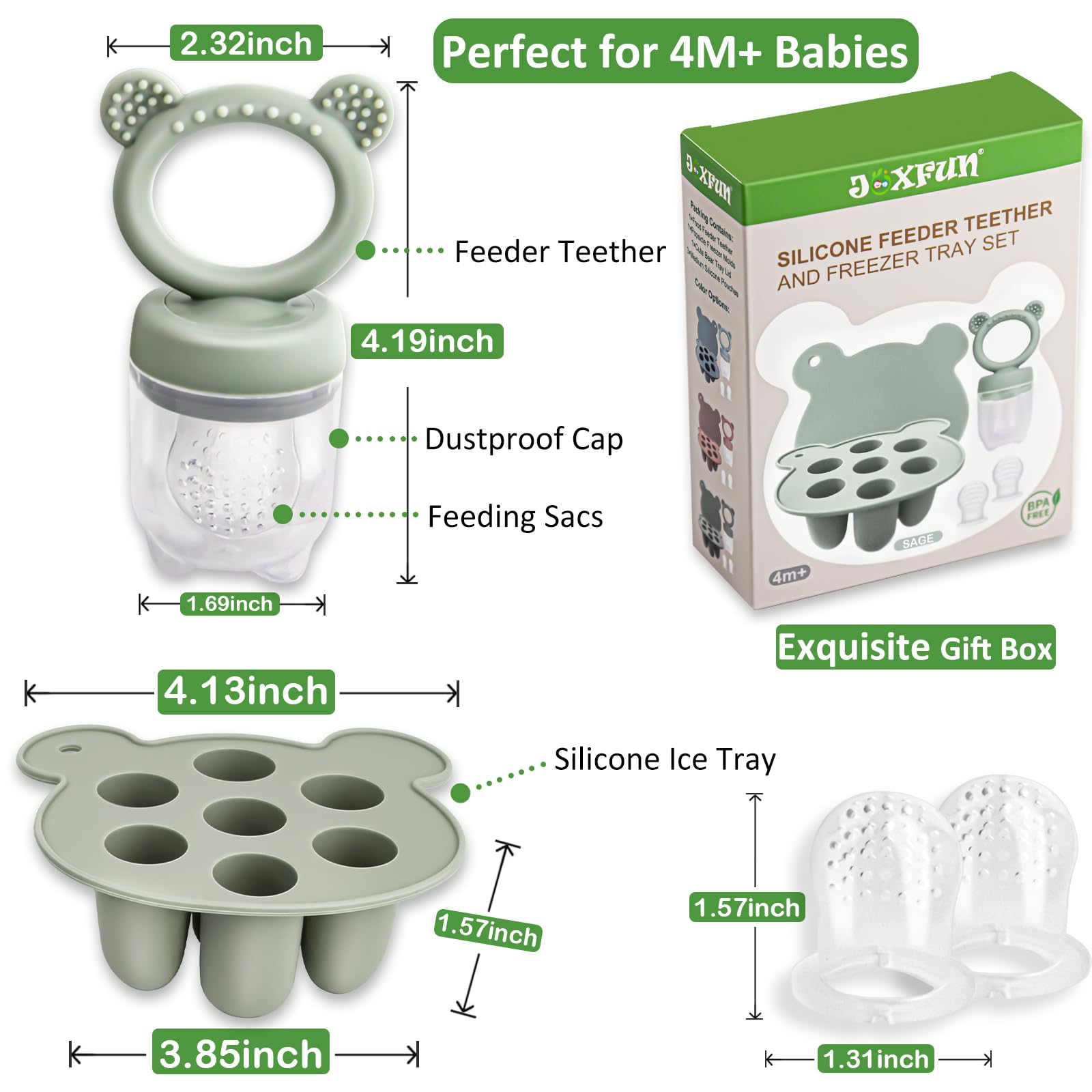 JEXFUN silicone feeder pouch shows a safe, flexible delivery system for baby food.