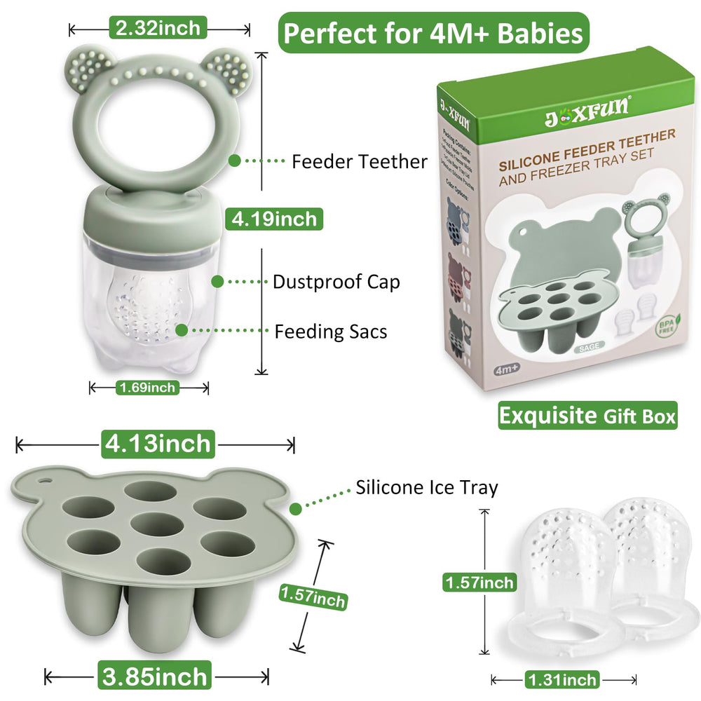 JEXFUN silicone feeder pouch shows a safe, flexible delivery system for baby food.
