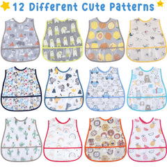 Jeyiour 12-pack bear-pocket bib handles dribble and snack time mess