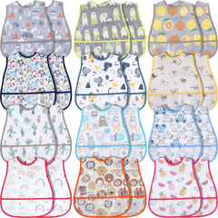 Jeyiour 12-pack cactus-pocket bib keeps baby clothes clean during meals