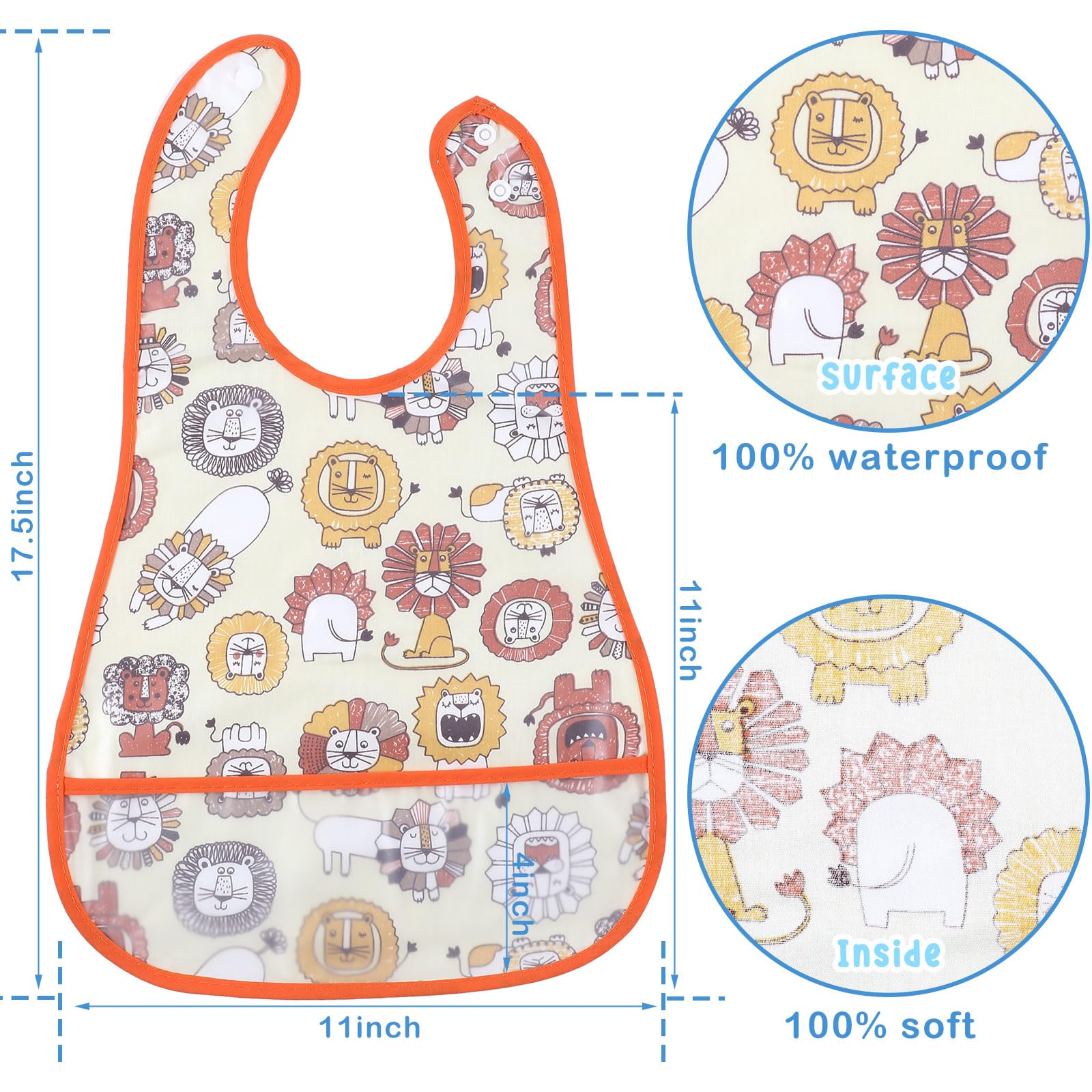 Jeyiour 12-pack dinosaur-pocket bib catches dropped food for quick cleanup