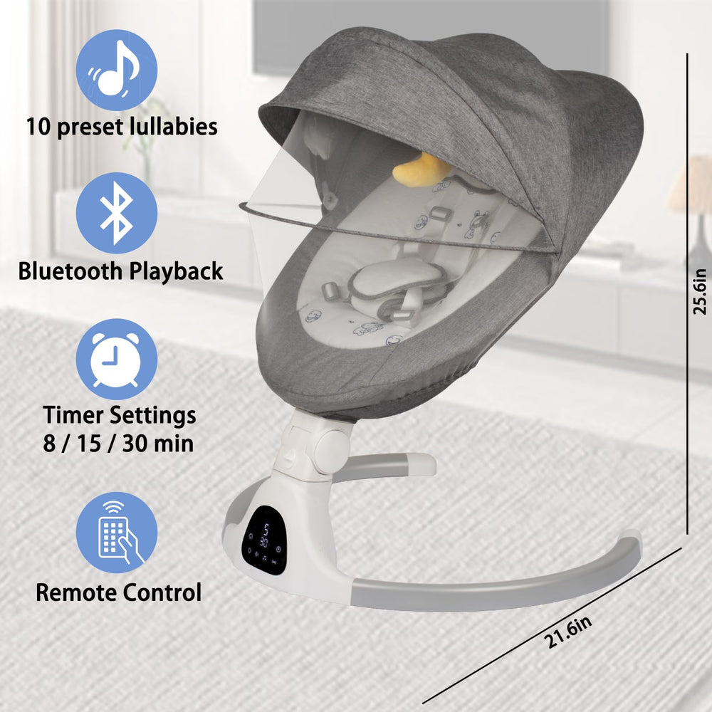 JFOVMCYG baby swing 5-point harness with secure straps for safety.