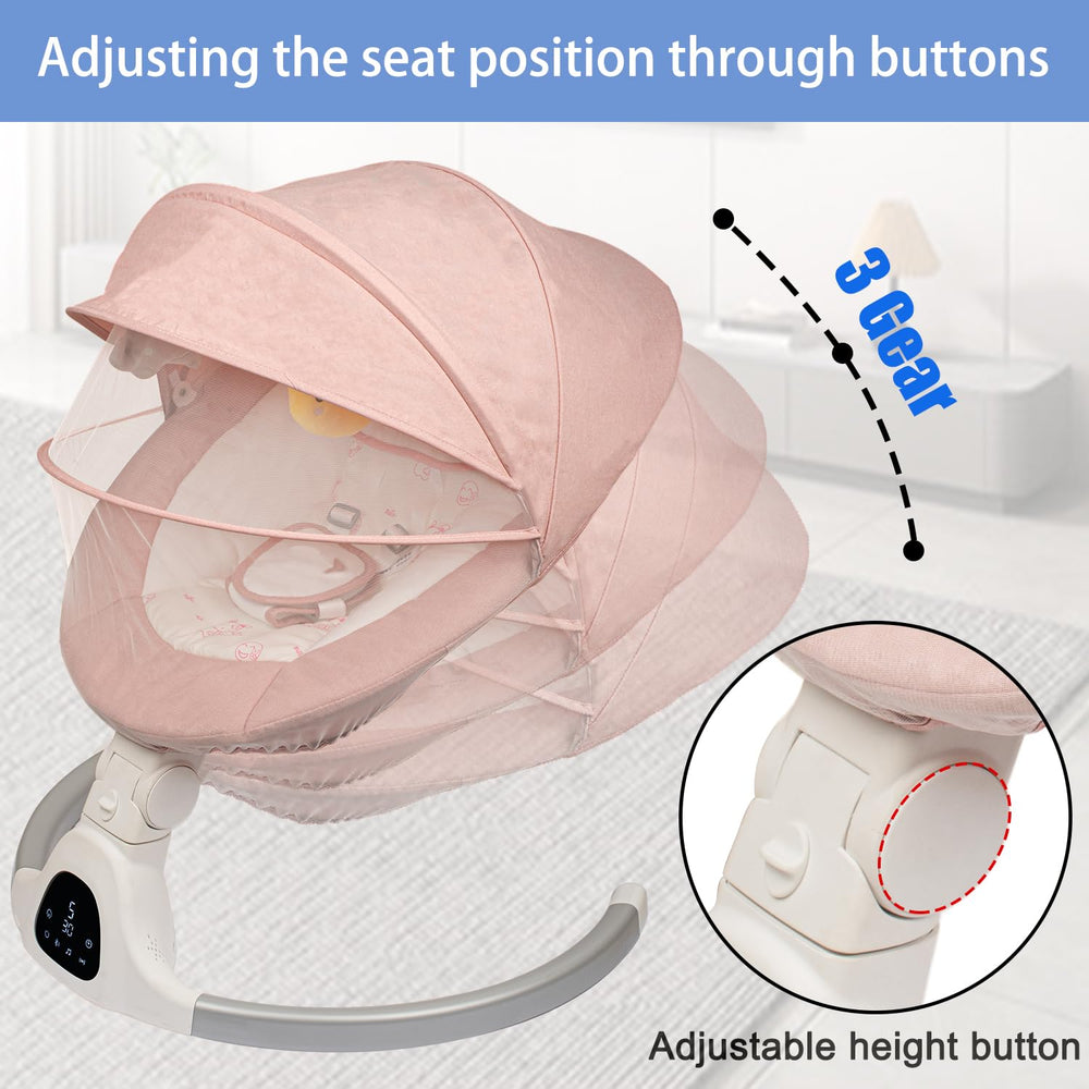 JFOVMCYG swing with removable mosquito net protects baby from bugs.