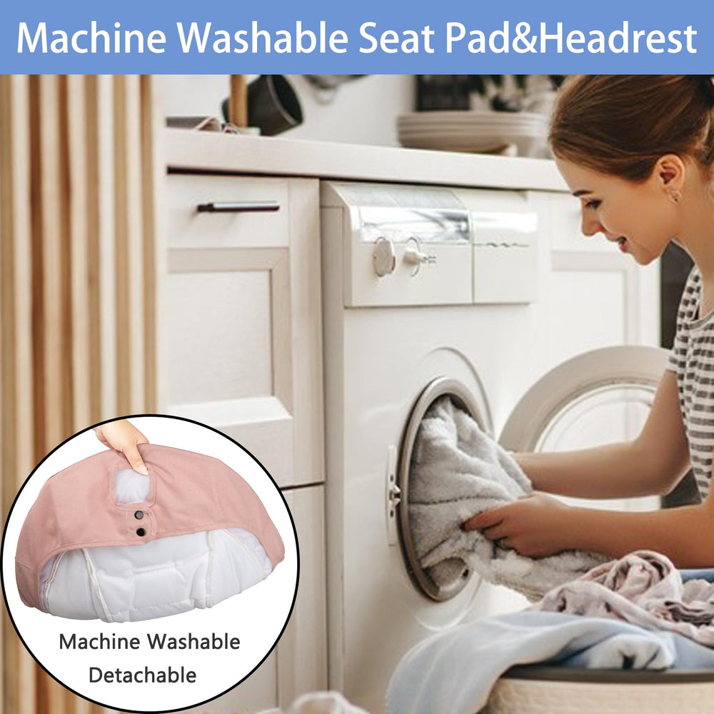 JFOVMCYG pink swing seat pad is washable for easy cleaning.