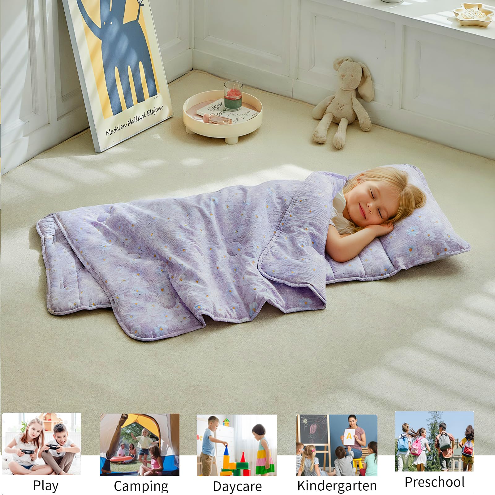 JHCHMX nap mat blanket detail shows soft warmth for restful moments.