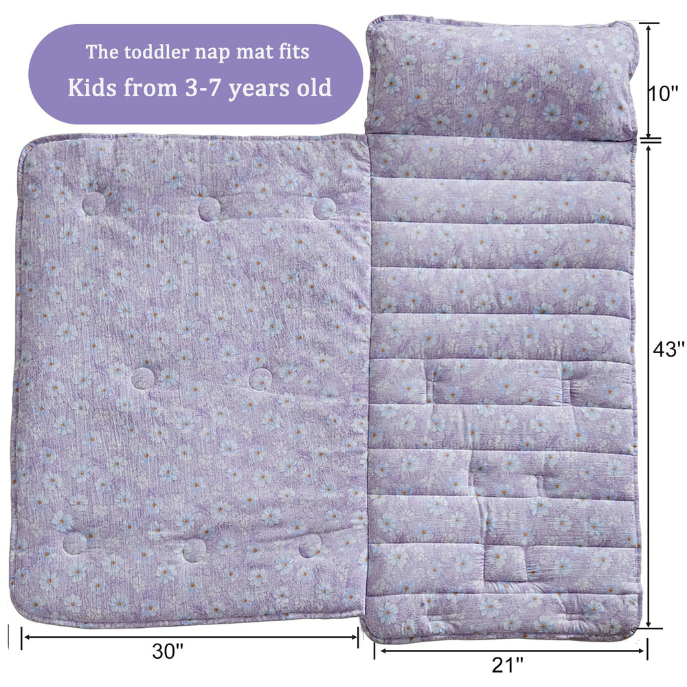 JHCHMX floral nap mat with pillow offers cozy support during preschool naptimes.
