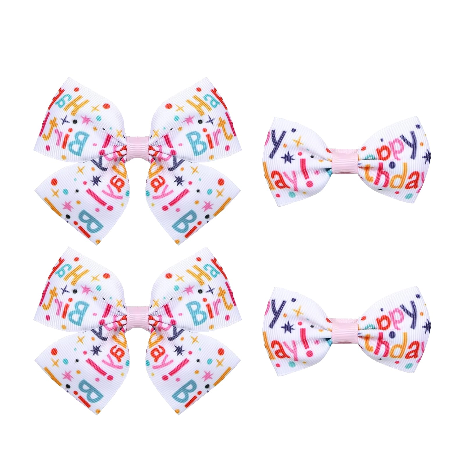 JHJEWH 4pc birthday bows set shows colorful grosgrain ribbons for festive styling
