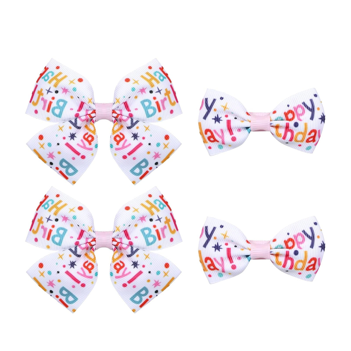 JHJEWH 4pc birthday bows set shows colorful grosgrain ribbons for festive styling