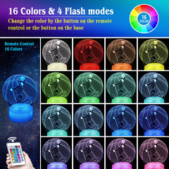 JHXLAMP basketball night light remote control color changing feature for easy mood lighting.