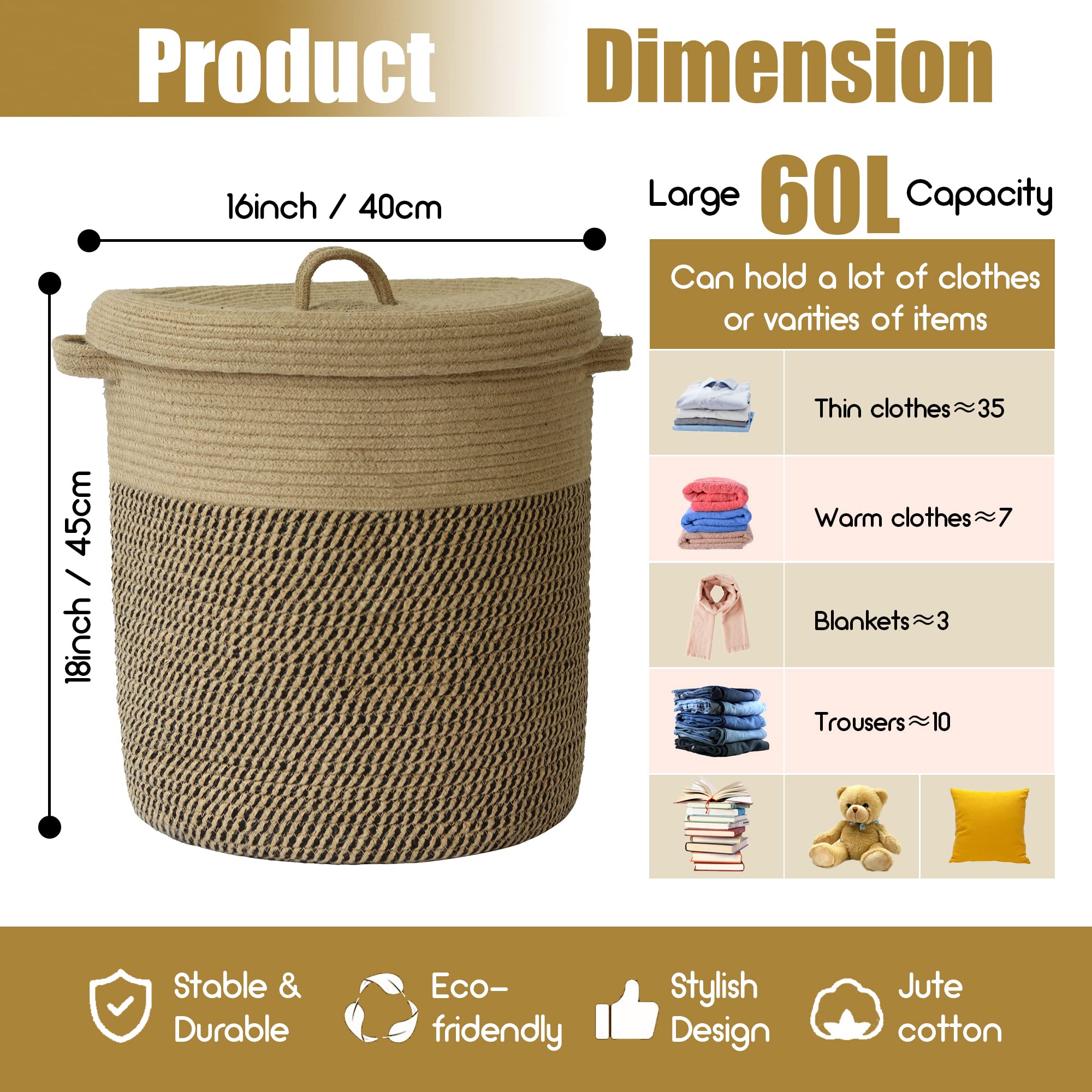 JIABOLANG natural jute rope basket adds warmth to nursery storage.
