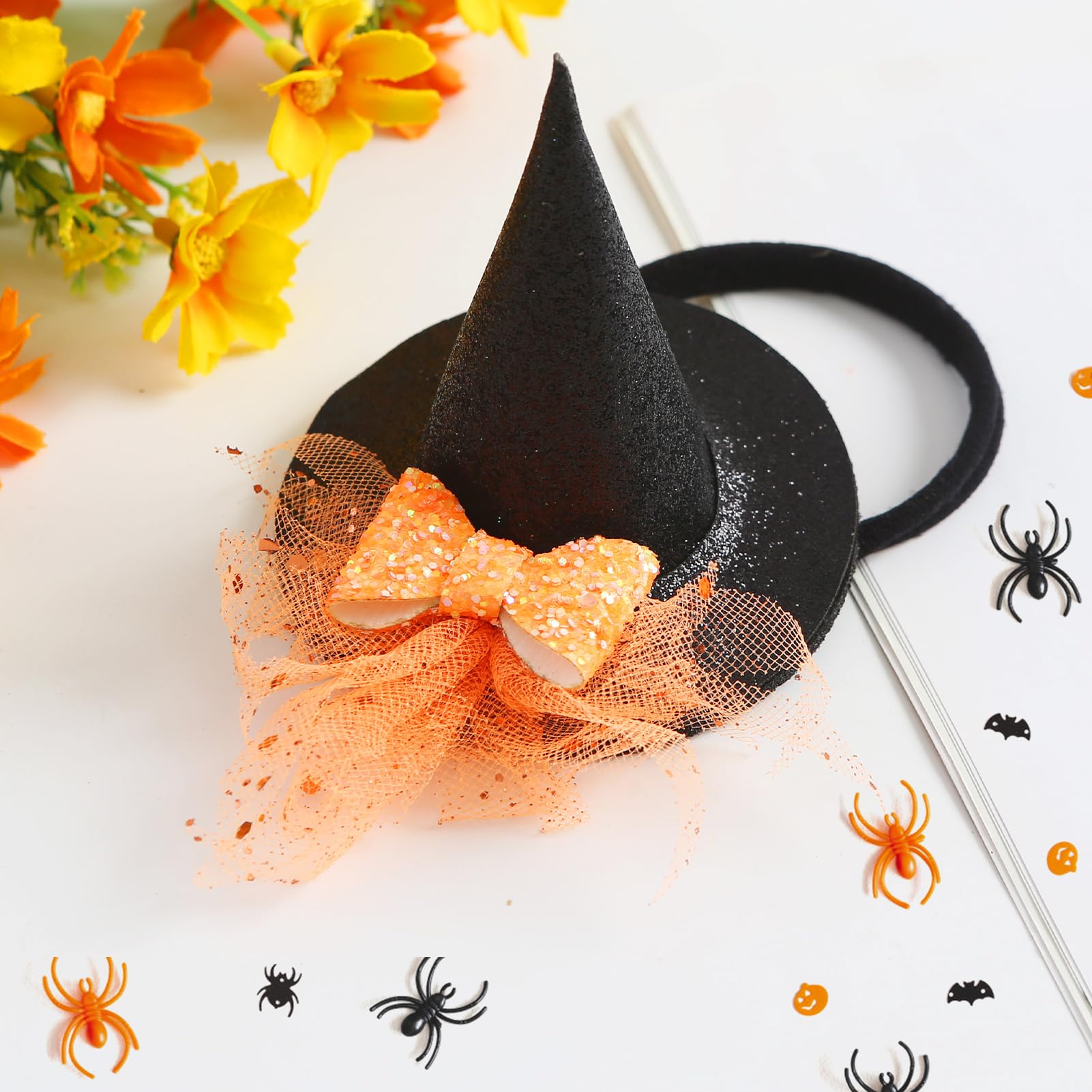 JiaDuo orange felt witch hat headband offers soft wear and gentle fit for babies