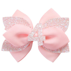 JiaDuo pink birthday bow 1-year elastic band for secure wear